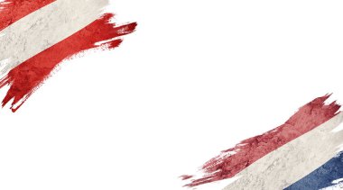 Beyaz Arkaplanda Avusturya ve Nederland Bayrakları